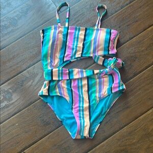 Colorful Striped Kids Swimsuit